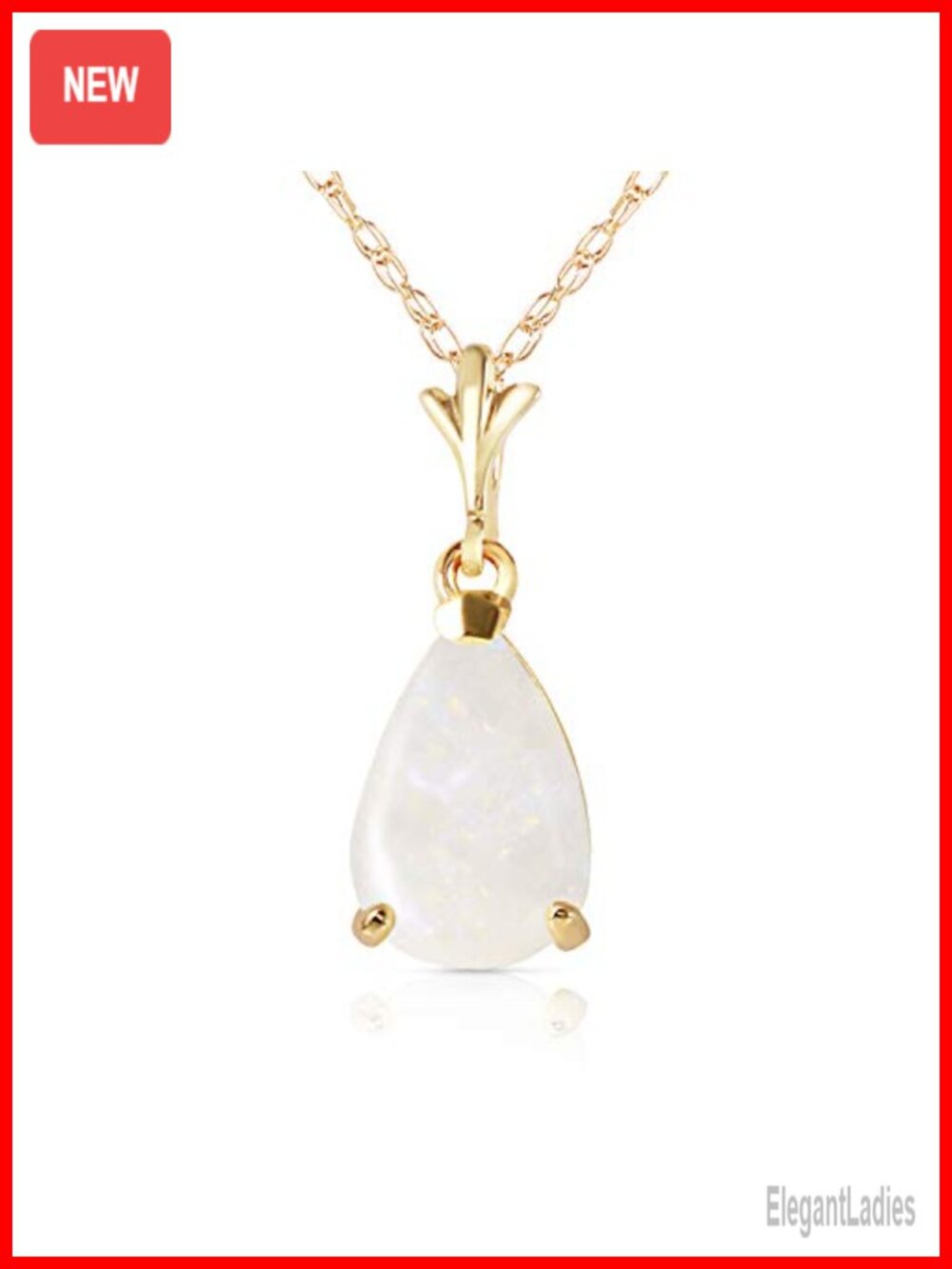 14K Yellow Gold Natural Opal Pendant Necklace 0.77 Carat 20" Fine Jewelry